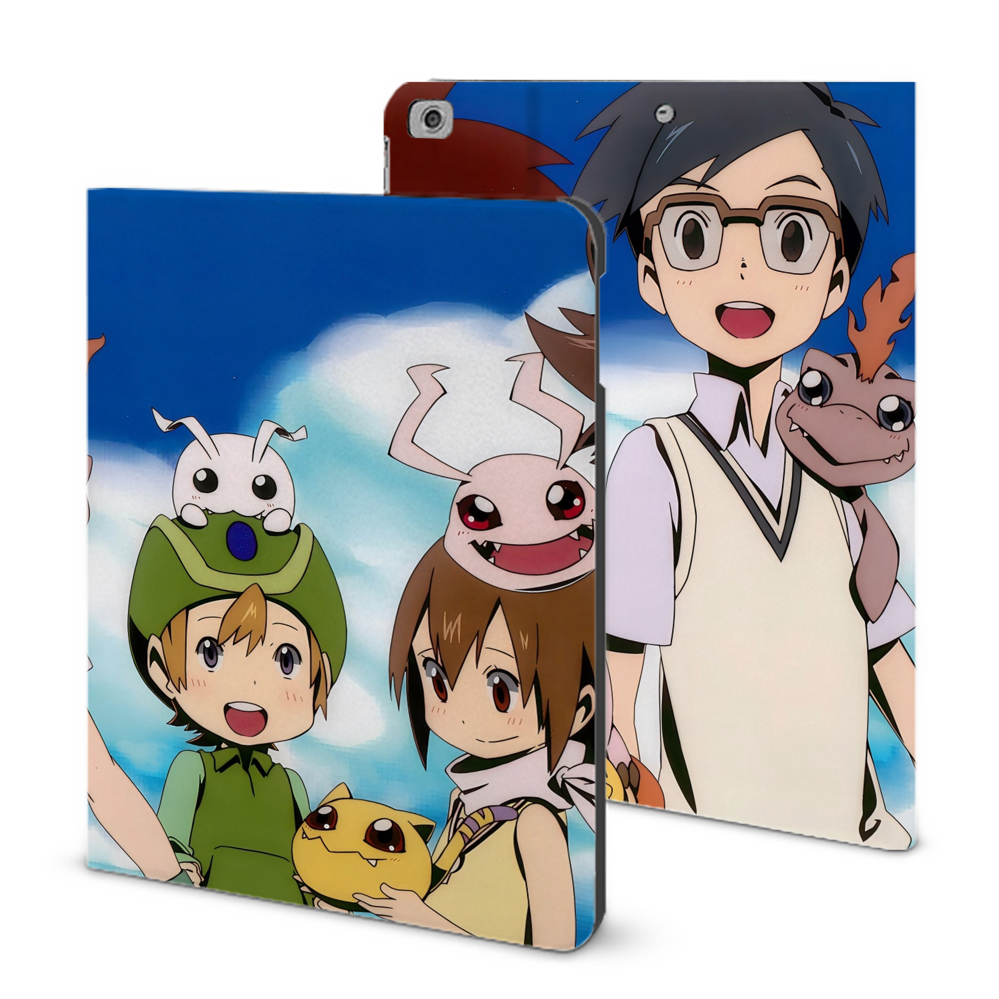 （画像用） Digimon デジタルモンスター/デジモン IPad ケース ブック型 PUレザー TPU 耐衝撃 軽量 薄型 ペン収納なし 全面保護 IPad 各モデル対応